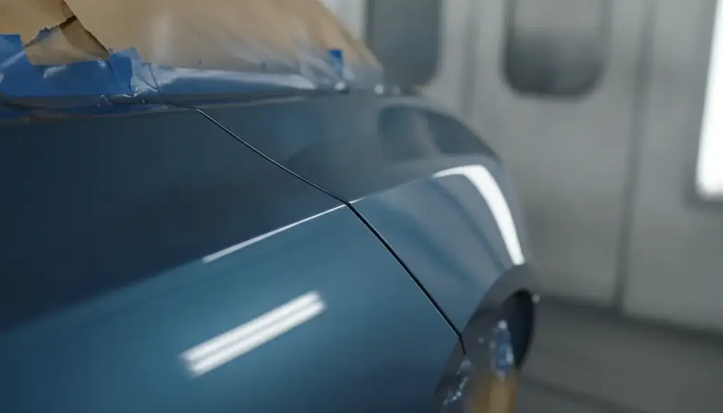 Glass edge and seal detail on a vehicle in the shop